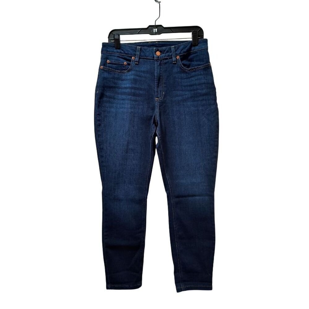 LL Bean BeanFlex Slim Leg Classic Fit Jeans Women's 12 Blue Dark Rinse Stretch